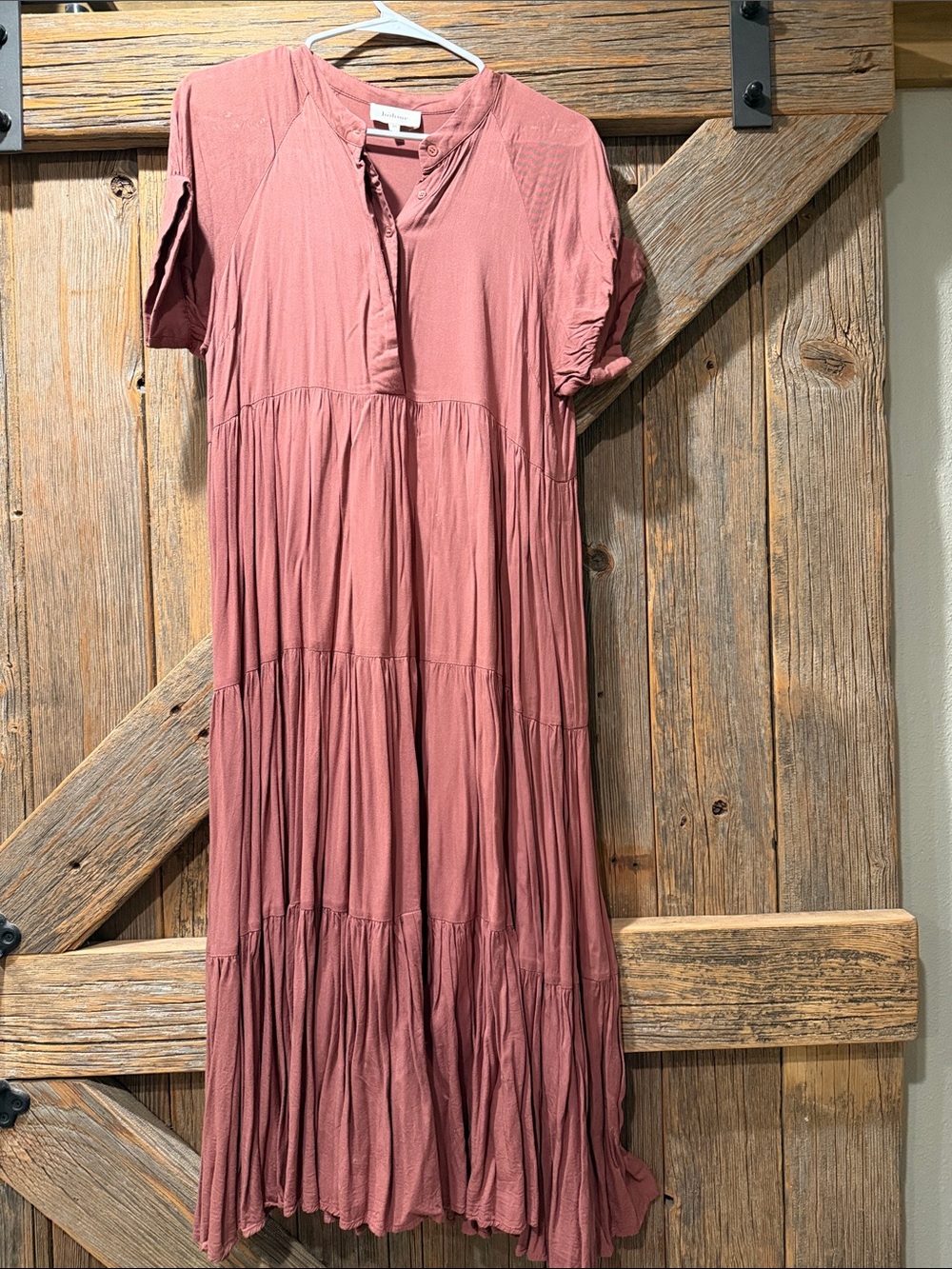 bohme Dusty Rose Tiered Maxi Dress
